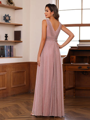 A-Line/Princess V-Neck Sleeveless Floor-Length Unique Mother of the Bride Dresses with Ruffles