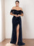 Sheath/Column Evening Dress Off-the-shoulder Sequined Mother of the Bride & Groom Dresses with Split Front
