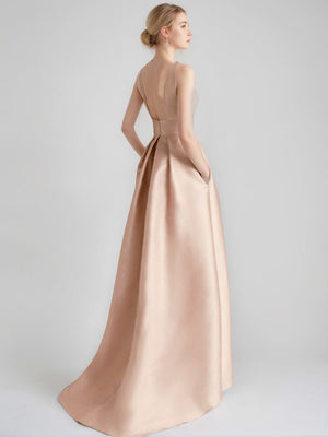 A-Line/Princess Cocktail Dress Scoop Sleeveless Asymmetrical Mother of the Bride & Groom Dresses with Appliques & Pocket