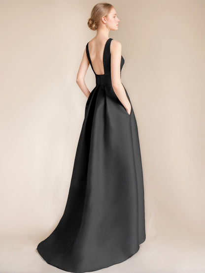 A-Line/Princess Scoop Sleeveless Asymmetrical Elegant Mother of the Bride & Groom Dresses with Appliques