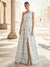 A-Line Evening Gown Elegant Jacquard Floral Dress Prom Floor Length Sleeveless One Shoulder with Slit Pocket Sage Wedding Guest Dress