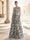 A-Line Evening Gown Elegant Jacquard Floral Dress Prom Floor Length Sleeveless One Shoulder with Slit Pocket Sage Wedding Guest Dress