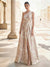 A-Line Evening Gown Elegant Jacquard Floral Dress Prom Floor Length Sleeveless One Shoulder with Slit Pocket Sage Wedding Guest Dress