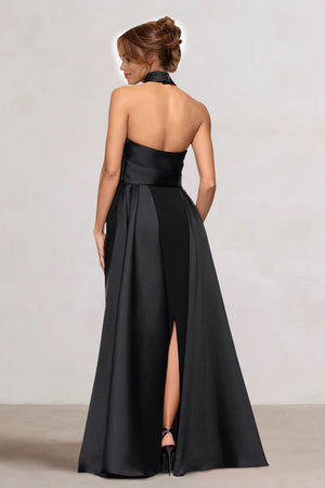 A-Line/Princess Stretch Crepe & Satin Criss Cross  Sleeveless Floor-Length Evening & Wedding Guest Dresses