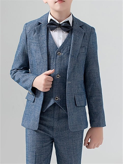 Boys Blazer Pants Set Formal Set Long Sleeve 5 Pieces Outfits 3-13 Years Boy's Wedding Suit Sets