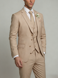 Men's Tailored Fit Single Breasted Two-buttons 3 Pieces Solid Colored Wedding Suits