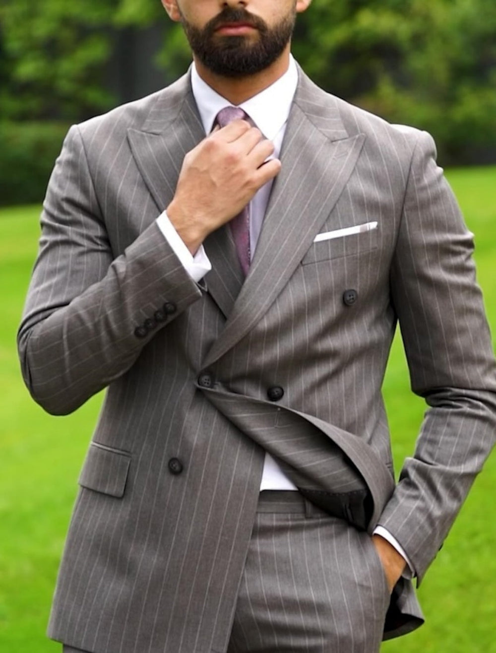 Men's Tailored Fit Double Breasted Six-buttons 2 Pieces Solid Colored Wedding Suits