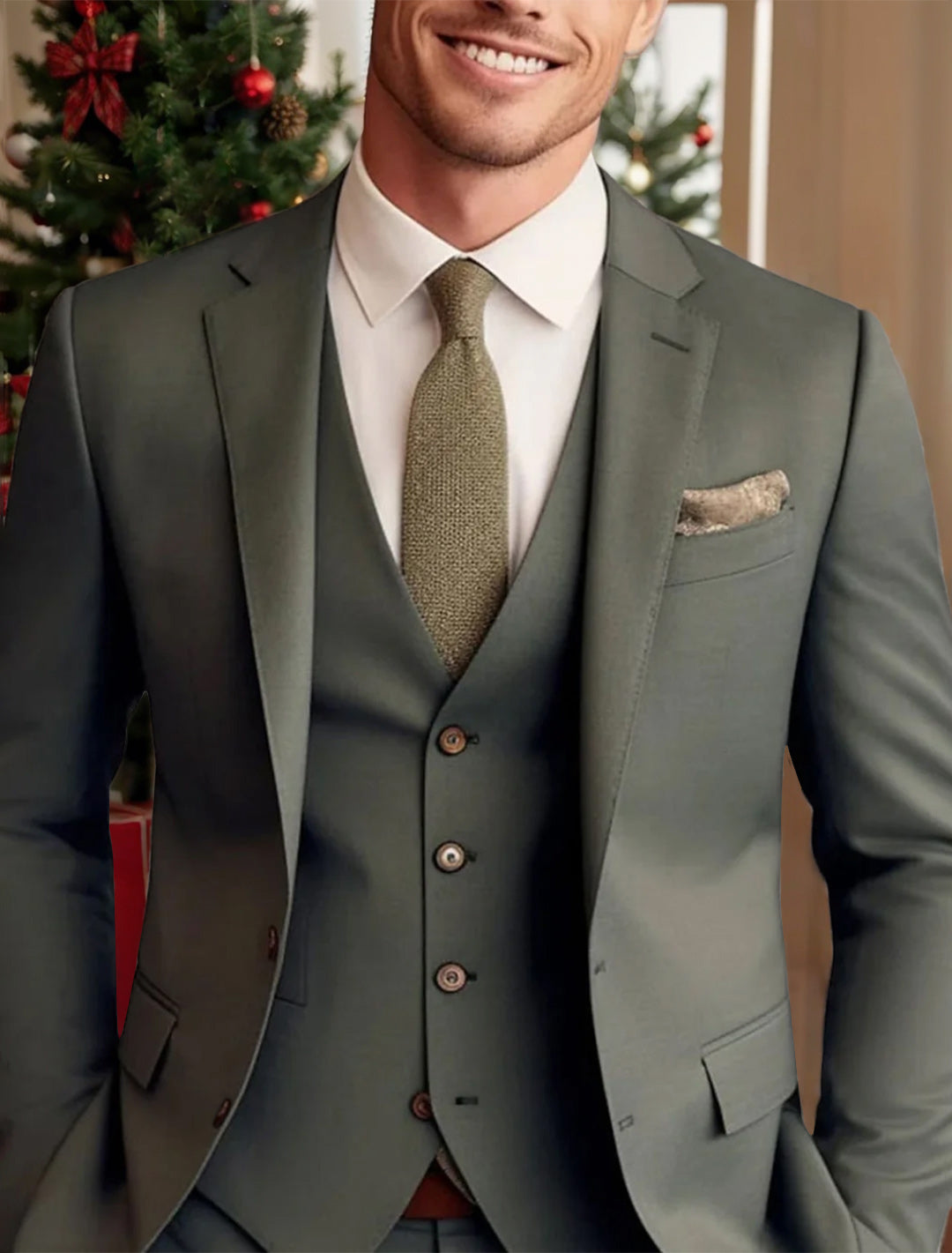 Green Red Blue Yellow Men's Tailored 3 Pieces Solid Colored Fit Single Breasted Two-buttons Wedding Suits