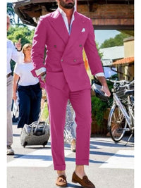 Men's Tailored Fit Double-Breasted Two-Buttons 2 Pieces Wedding Suits