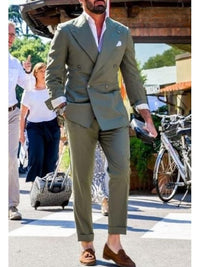 Men's Tailored Fit Double-Breasted Two-Buttons 2 Pieces Wedding Suits