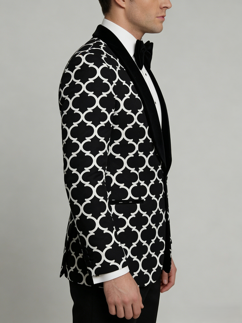 Men's  Tailored Fit Checkered Single Breasted One-button Fashion Party Suits