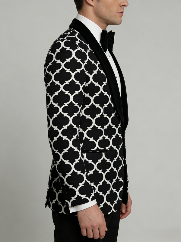 Men's  Tailored Fit Checkered Single Breasted One-button Fashion Party Suits