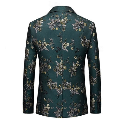 Men's Tailored Fit Single Breasted Print Floral Blazer Wedding Suits