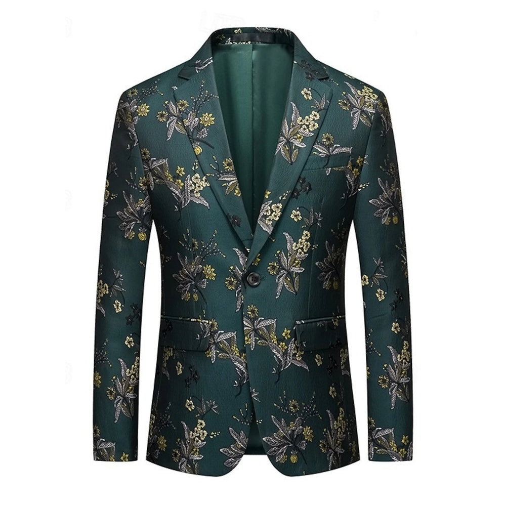 Men's Tailored Fit Single Breasted Print Floral Blazer Wedding Suits
