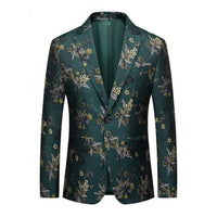 Men's Tailored Fit Single Breasted Print Floral Blazer Wedding Suits