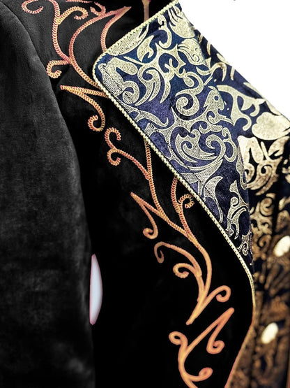 Men's Steampunk Vintage Exquisite Floral Coat Tuxedo Suit
