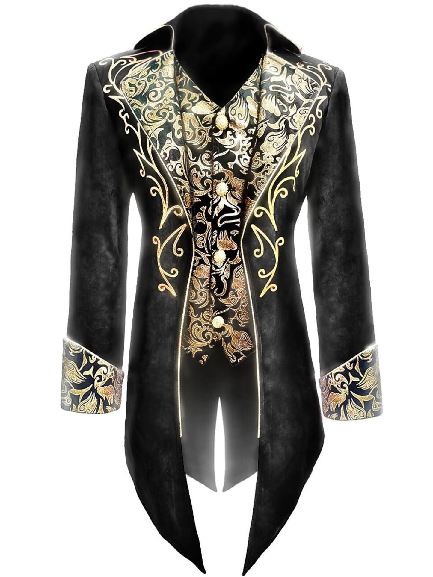 Men's Steampunk Vintage Exquisite Floral Coat Tuxedo Suit