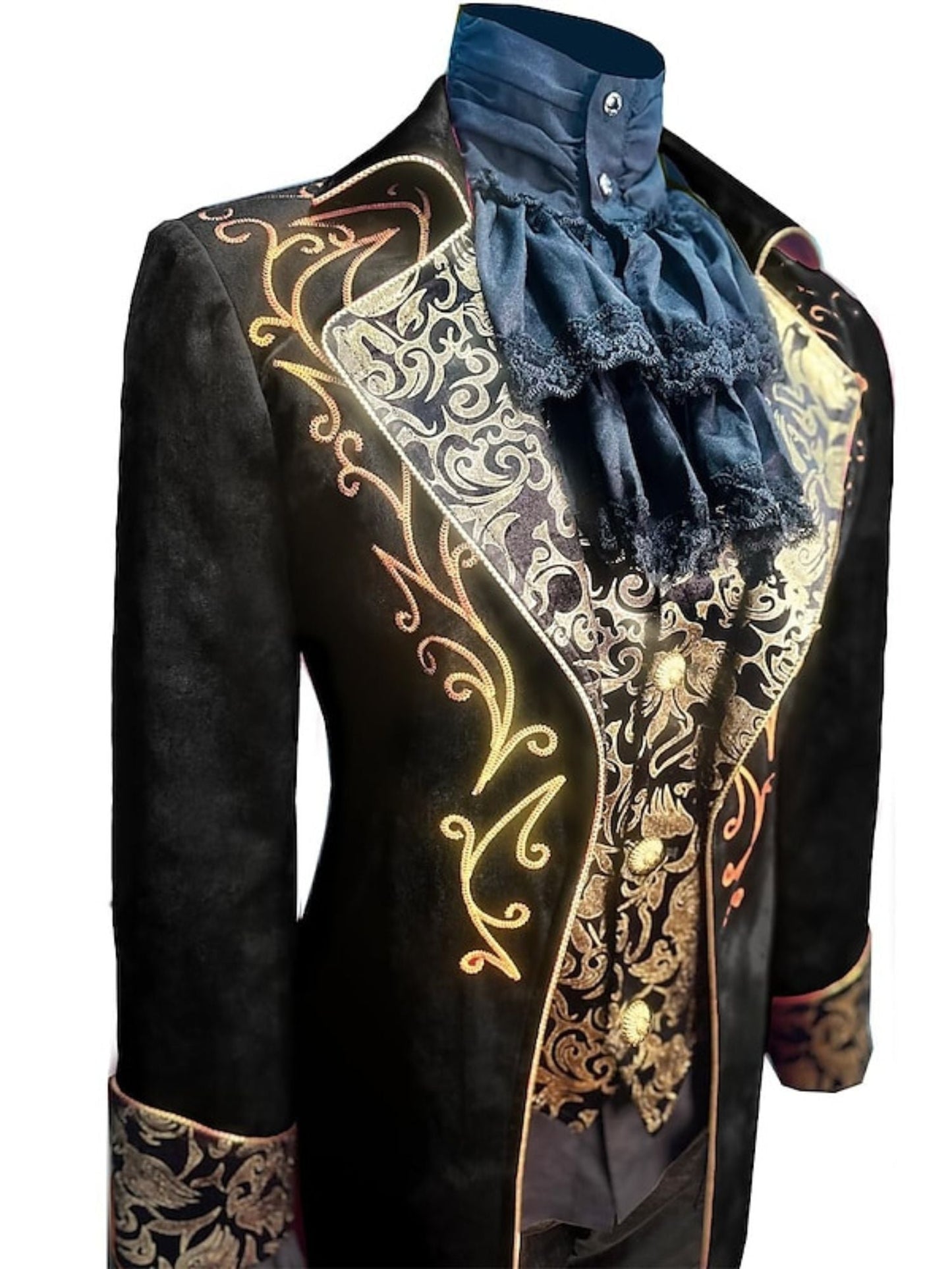 Men's Steampunk Vintage Exquisite Floral Coat Tuxedo Suit