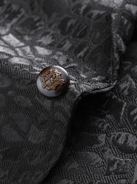 Men's Tailored Fit Black Simple Printed Floral Vintage Wedding Suit