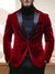 Red Men's Velvet Party Peak Neck Regular Single Breasted One-Button Blazer Jacket
