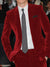Burgundy Men's Velvet Single Breasted Two-Buttons Solid Wedding Party Suit Jacket