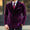 Red Purple Men's Velvet Vintage Standard Fit Double Breasted Six-buttons Blazer Jacket