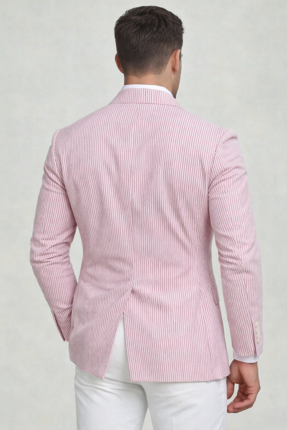 Men's Seersucker Fashion Office Pinstripe Blazer Jacket