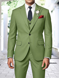 Men's Fashion Sage Single Breasted Two Buttons Party 3 Pieces Wedding Suits