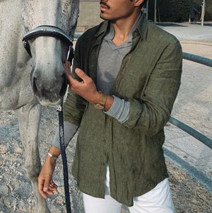 Men's Casual Long Sleeves Solid Color Shirt