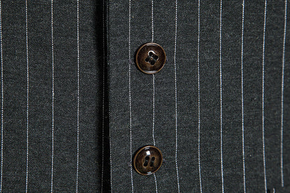 Black Men's Formal Striped Single Breasted Buttons Retro Vest