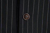 Black Men's Formal Striped Single Breasted Buttons Retro Vest