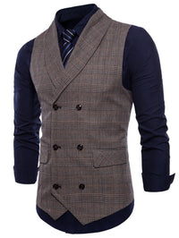 Light Gray Men's Formal Striped Two Breasted-Six Buttons Casual Daily Vest