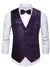 Purple Men's Sequins V-Neck Single Breasted Buttons Sparkling Party Vest with Pocket & Belt