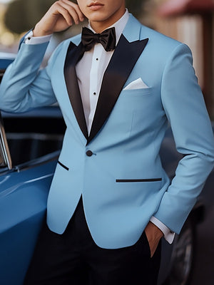 Sky Blue Men's Single Breasted One-Button Standard Fit Beach Wedding Prom Suits