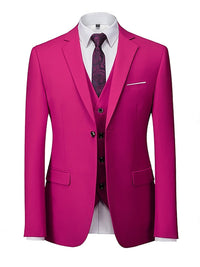Fuchsia Men's Single Breasted Two-Buttons Standard Fit Solid Color Beach Wedding Prom Party Suits