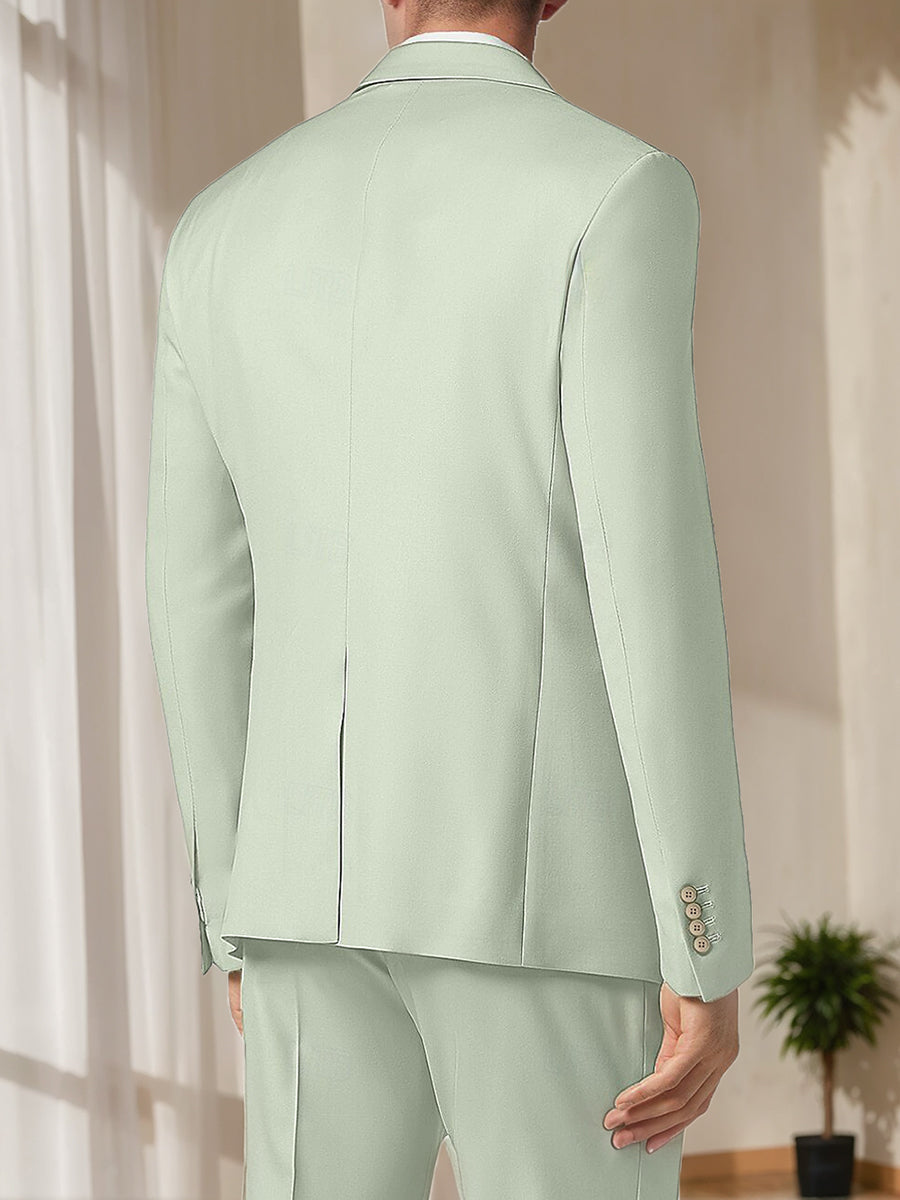 Men's Tailored Fit Single Breasted Two-Buttons Fashionable Solid Colored Beach Wedding Prom Party Suits