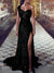 Sheath/Column Evening Sparkle Sequin One-Shoulder Floor-length Long Sequins Prom Dresses With Split Side