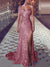 Sheath/Column Evening Sparkle Sequin One-Shoulder Floor-length Long Sequins Prom Dresses With Split Side