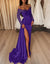 Sheath/Column Evening  Gowns Off-the-Shoulder Floor-length Long Prom Dresses With Split Side & Sequins