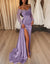 Sheath/Column Evening  Gowns Off-the-Shoulder Floor-length Long Prom Dresses With Split Side & Sequins