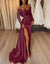 Sheath/Column Evening  Gowns Off-the-Shoulder Floor-length Long Prom Dresses With Split Side & Sequins