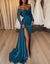 Sheath/Column Evening  Gowns Off-the-Shoulder Floor-length Long Prom Dresses With Split Side & Sequins