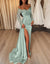 Sheath/Column Evening  Gowns Off-the-Shoulder Floor-length Long Prom Dresses With Split Side & Sequins