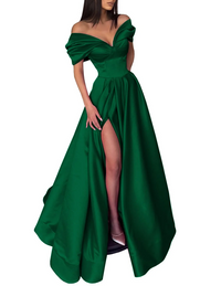 A-Line/Princess Off-the-Shoulder Long Evening Dresses With Split Side