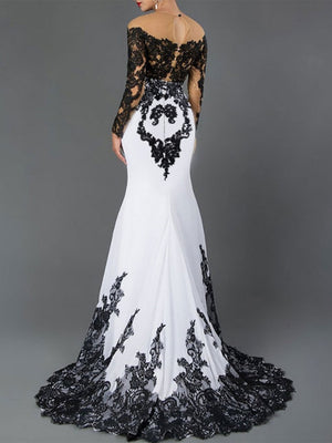 Sheath/Column Mother Of The Bride Dress Gala Off-the-Shoulder Floor-length Long Formal Dresses With Applique