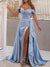 Sheath/Column Off-the-Shoulder Evening Dresses With Split Side