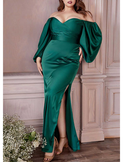 Sheath/Column Off-the-Shoulder Floor-length Plus Size Prom Dresses