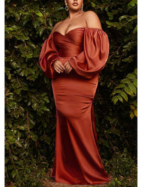 Sheath/Column Off-the-Shoulder Floor-length Plus Size Prom Dresses