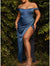 Sheath/Column Off-the-Shoulder Floor-length Plus Size Prom Dresses