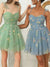 A-Line/Princess Homecoming Dress Spaghetti Straps Mini Short After Prom Dresses Floral Tulle